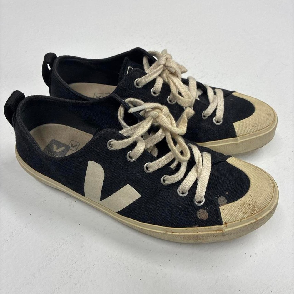 Veja Nova Canvas Sneakers Black Pierre Women's Size 8 EUR 39 Low Top Shoes